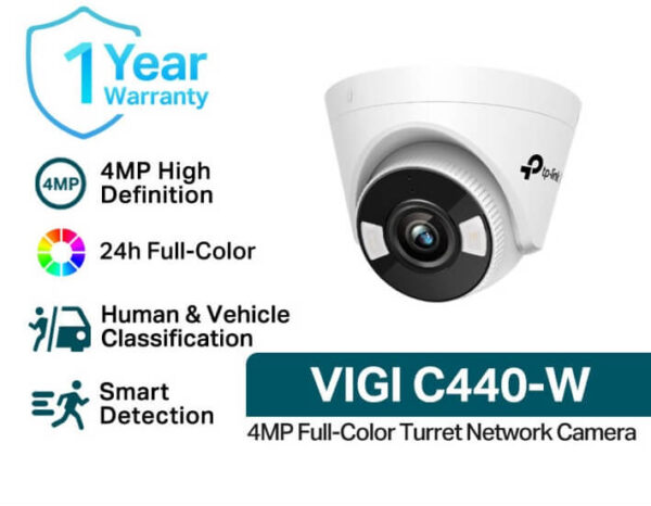 CAMARA TP-LINK VIGI C440 4MP FULL-COLOR TURRET NETWORK SMART DETECTION